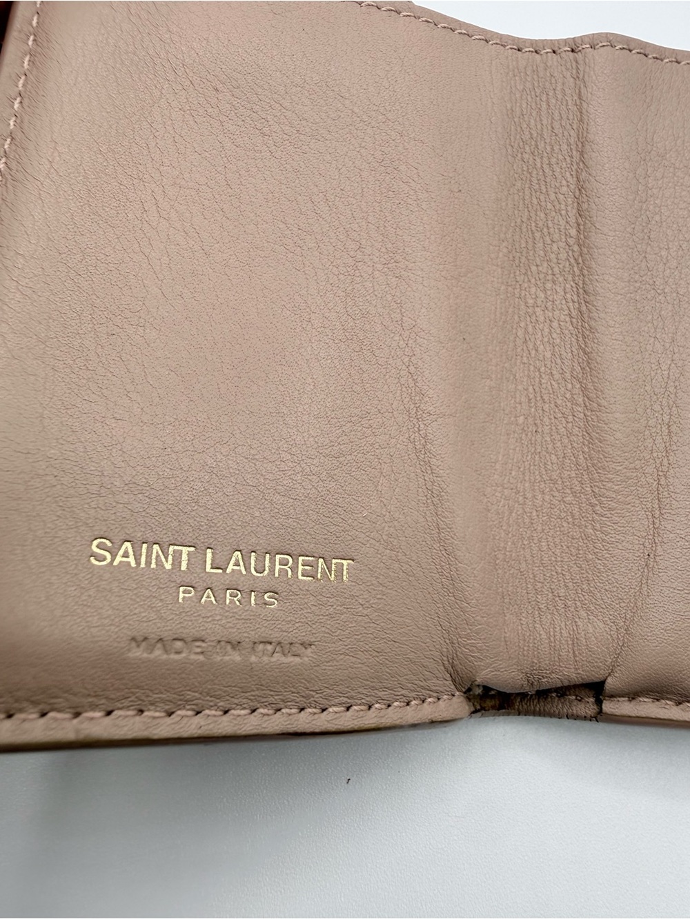 Saint Laurent l Trifold mini Wallet-Taupe Leather - Picture 11 of 16